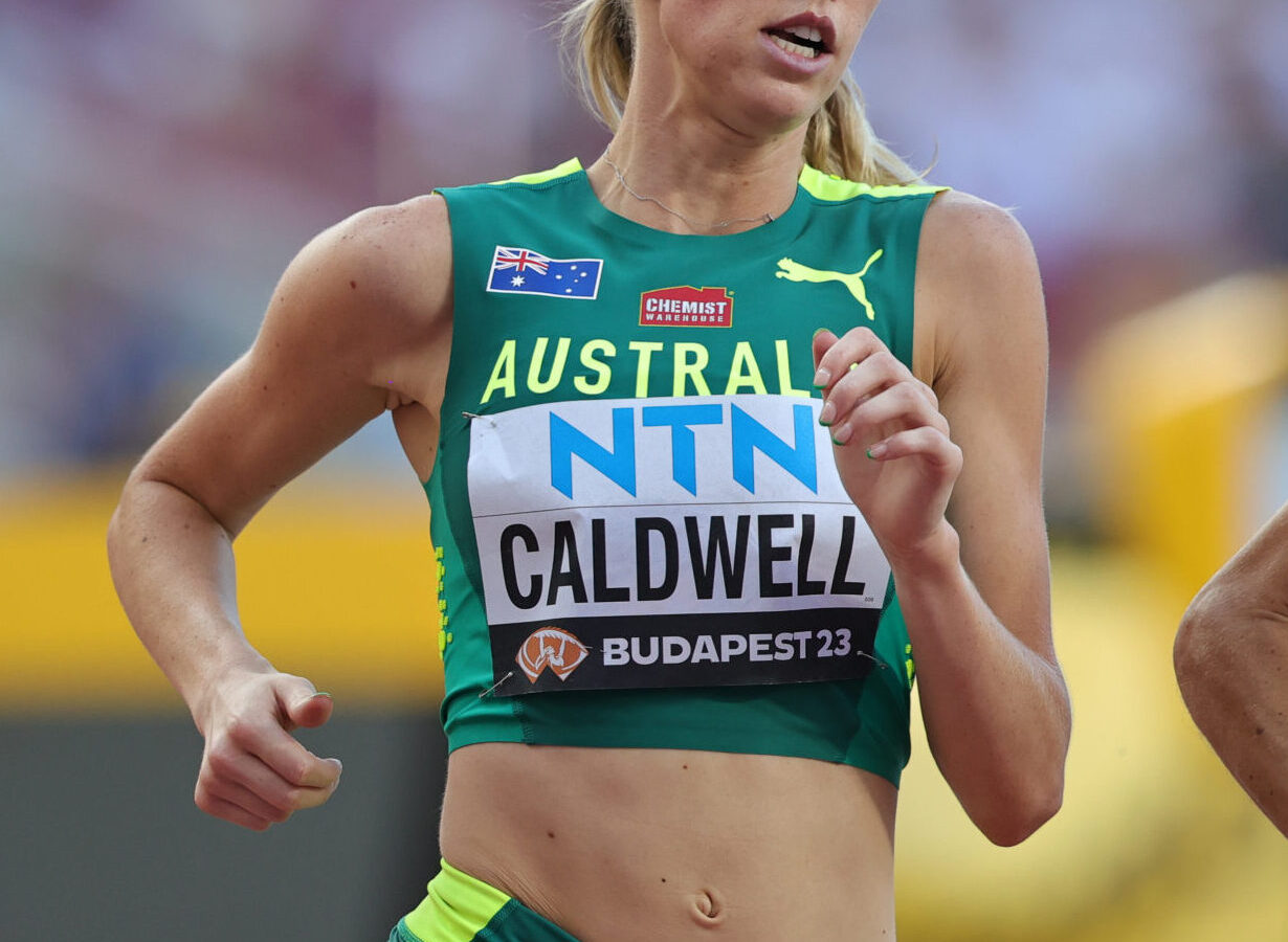 Abbey Caldwell representing Australia on the athletics track