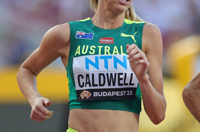 Abbey Caldwell representing Australia on the athletics track