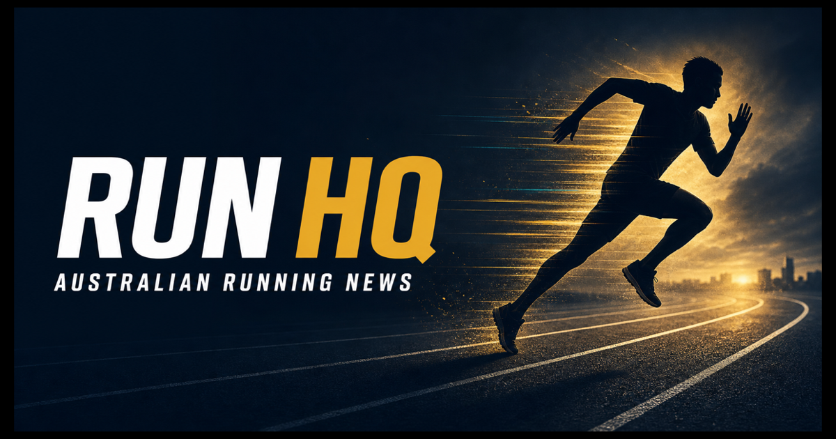Run HQ Australian Running News graphic with a runner on a track